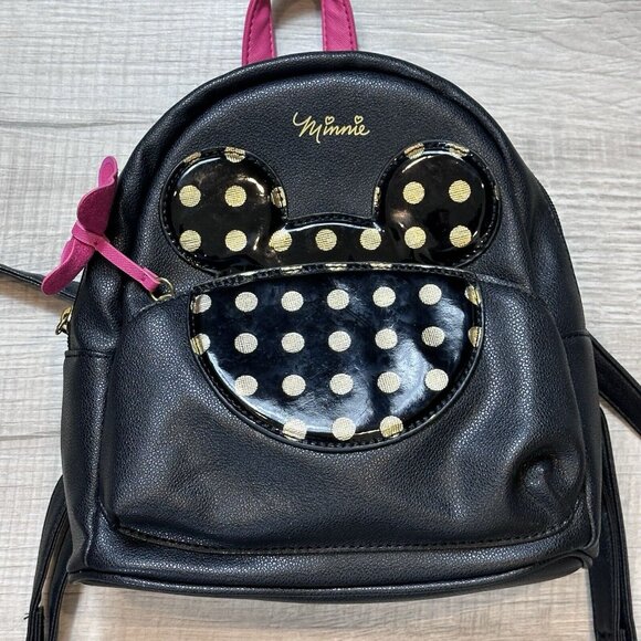 Dani by Danielle Nicole Disney\'s Mini Backpack Minnie Mouse Gold Polka Dot Black